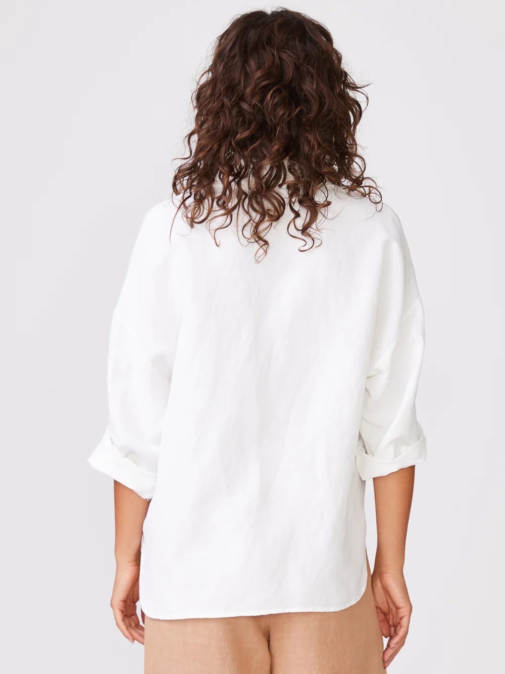 STATESIDE Linen Oversized Button Down Shirt White Long Sleeve Pocket S Coastal - Picture 8 of 8